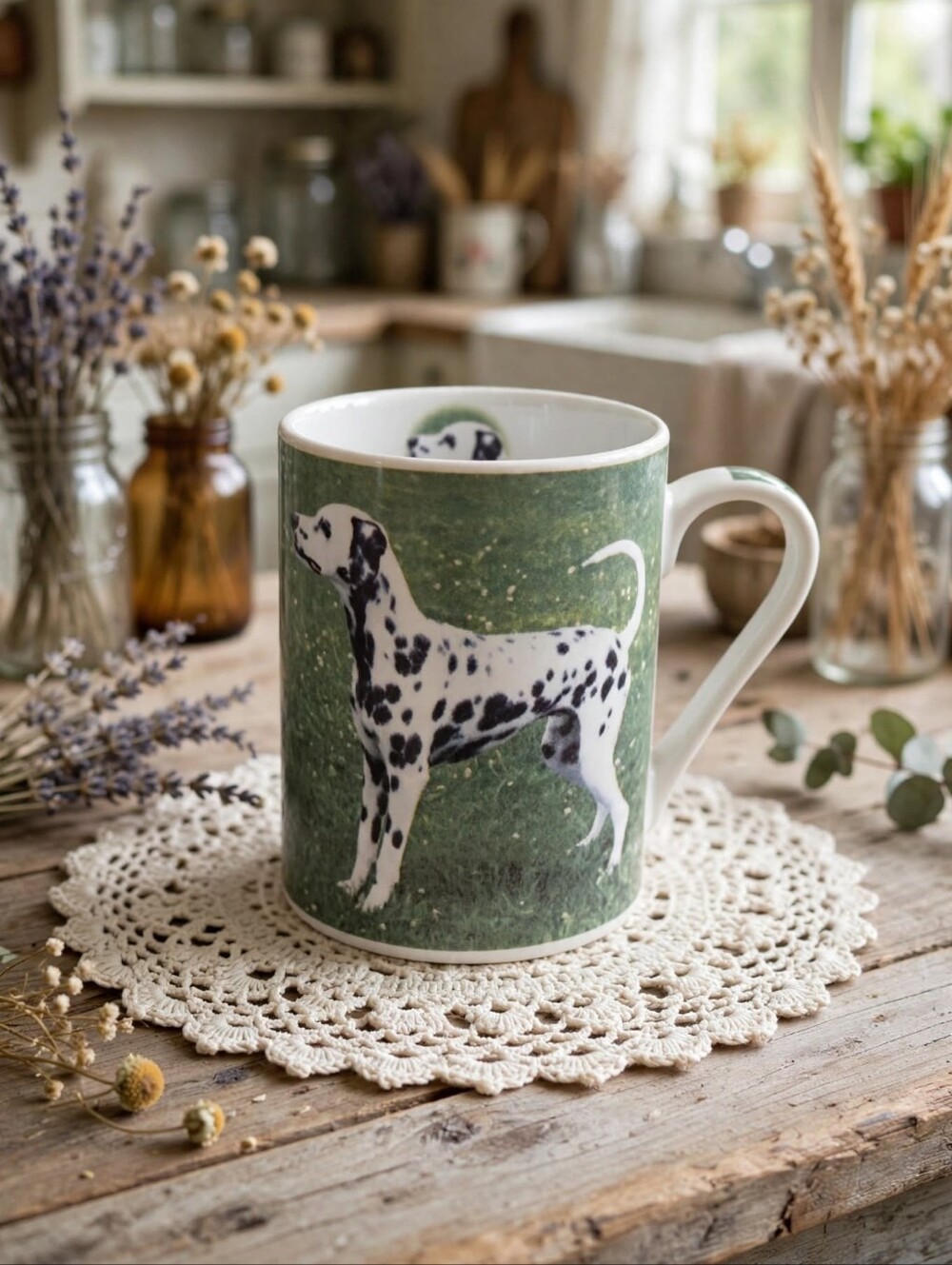 Vintage Dalmatian Dog Ceramic Coffee Mug - Photographic Print - Dog Lover Gift